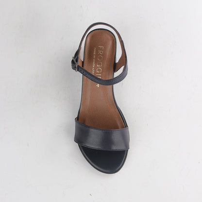 Factory Shop Shoes Block Heel Slingback Sandal in Navy - 12549