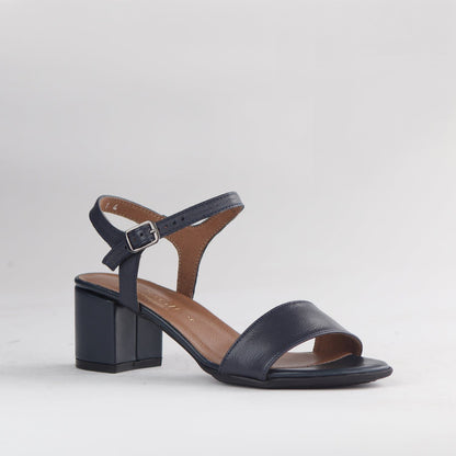 Factory Shop Shoes Block Heel Slingback Sandal in Navy - 12549