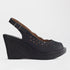 Factory Shop Shoes C36 / Black / 12934 Cut-out Slingback Wedge Sandal in Black - 12934