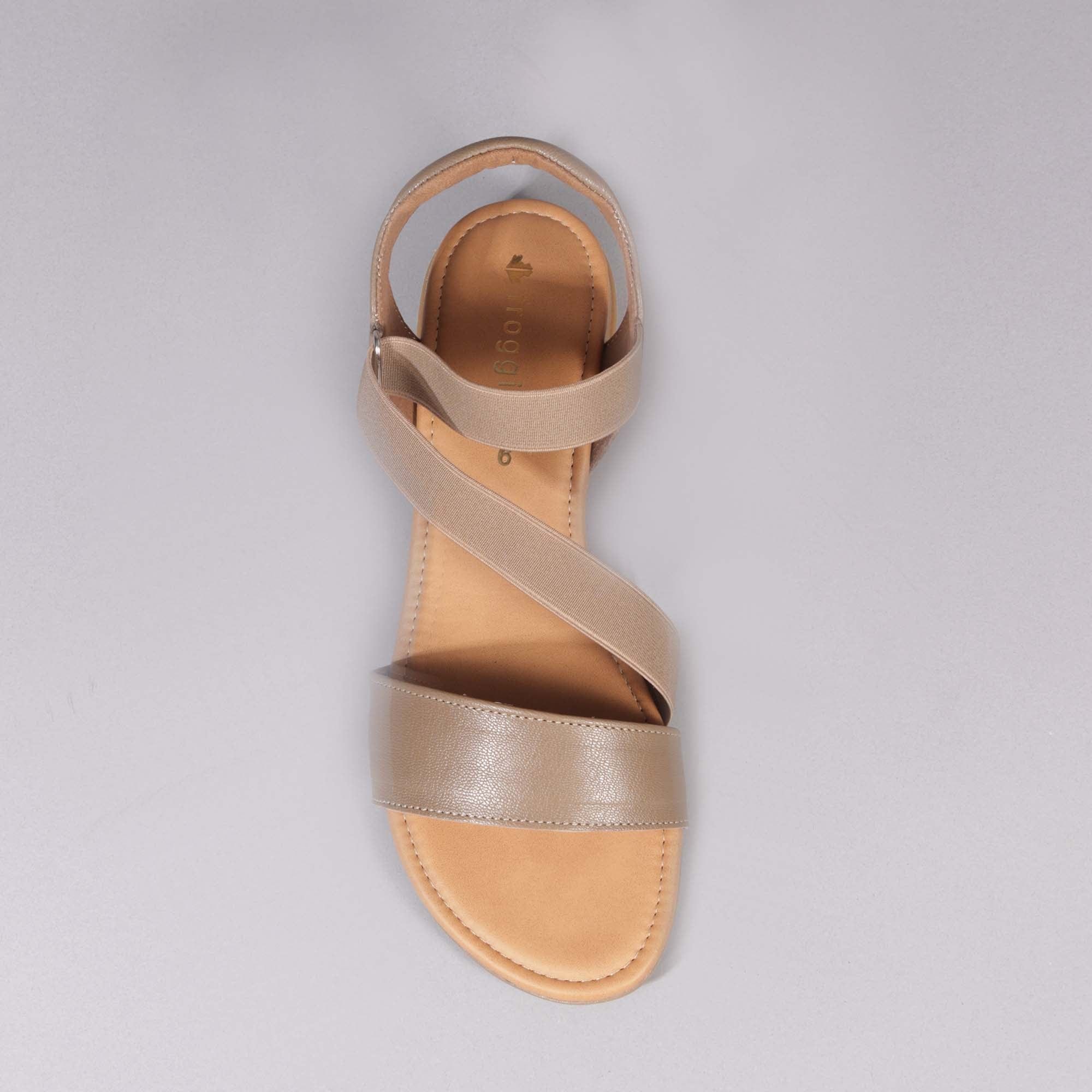 Factory Shop Shoes Elasticated Slingback Sandal in Stone - 12618