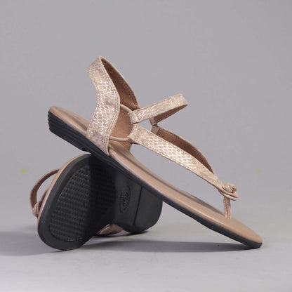 Factory Shop Shoes Elasticated Slingback Thong in Gold - 12548