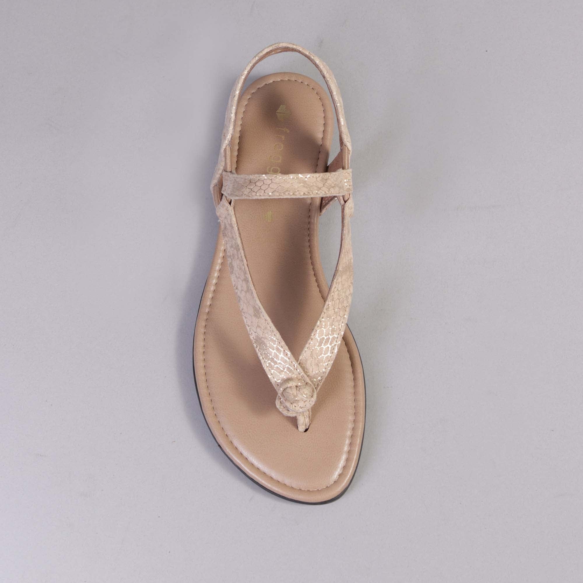 Factory Shop Shoes Elasticated Slingback Thong in Gold - 12548