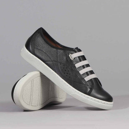 Factory Shop Shoes Elasticated Sneaker with Removable Footbed in Black - 12634