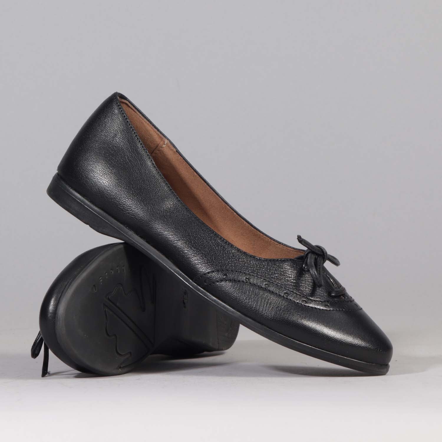 Factory Shop Shoes Flat Pump with Bow in Black - 12642