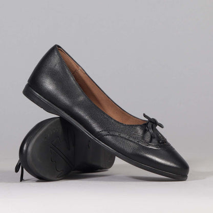 Factory Shop Shoes Flat Pump with Bow in Black - 12642