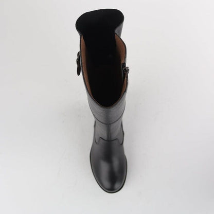 Factory Shop Shoes Knee High Flat Boot in Black - 12629