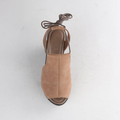Factory Shop Shoes Lace-Up Wedge Sandal - 12821