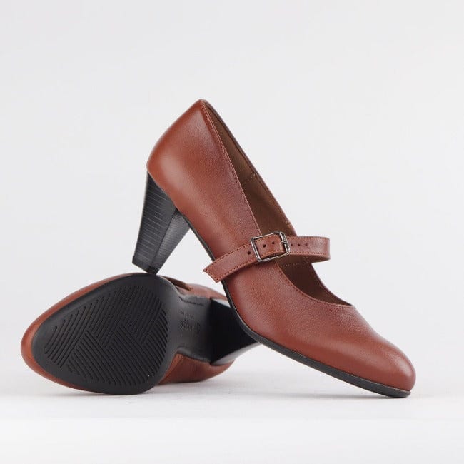 Factory Shop Shoes Mary Jane Court Shoe Chesnut- 12733