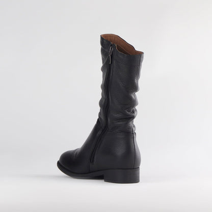 Factory Shop Shoes Mid-Calf Flat Boot in Black - 12871