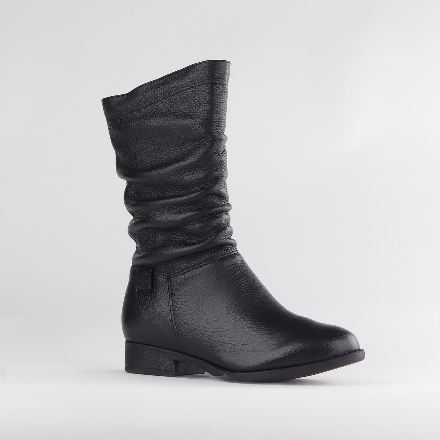 Factory Shop Shoes Mid-Calf Flat Boot in Black - 12871