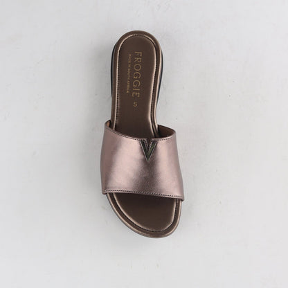 Factory Shop Shoes Mule Flat Sandal Lead Metallic - 12551