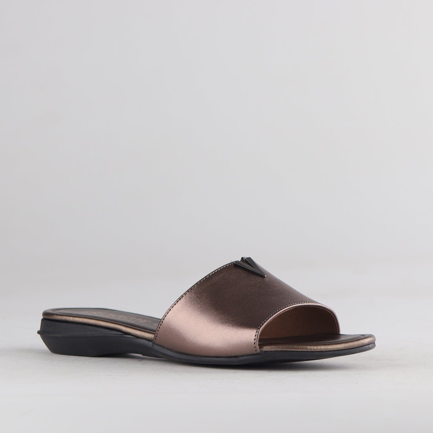 Factory Shop Shoes Mule Flat Sandal Lead Metallic - 12551