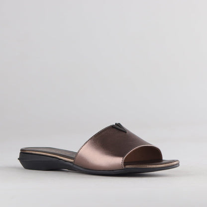 Factory Shop Shoes Mule Flat Sandal Lead Metallic - 12551