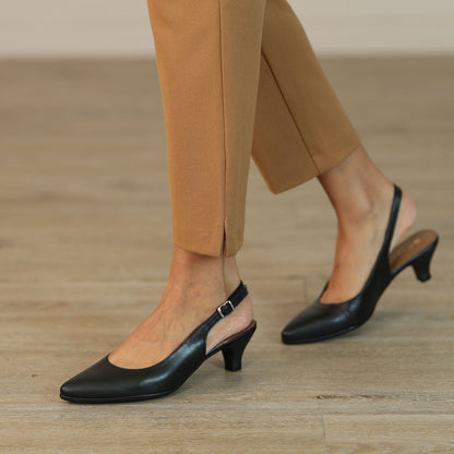 Factory Shop Shoes Slingback Kitten Heel in Black - 12576