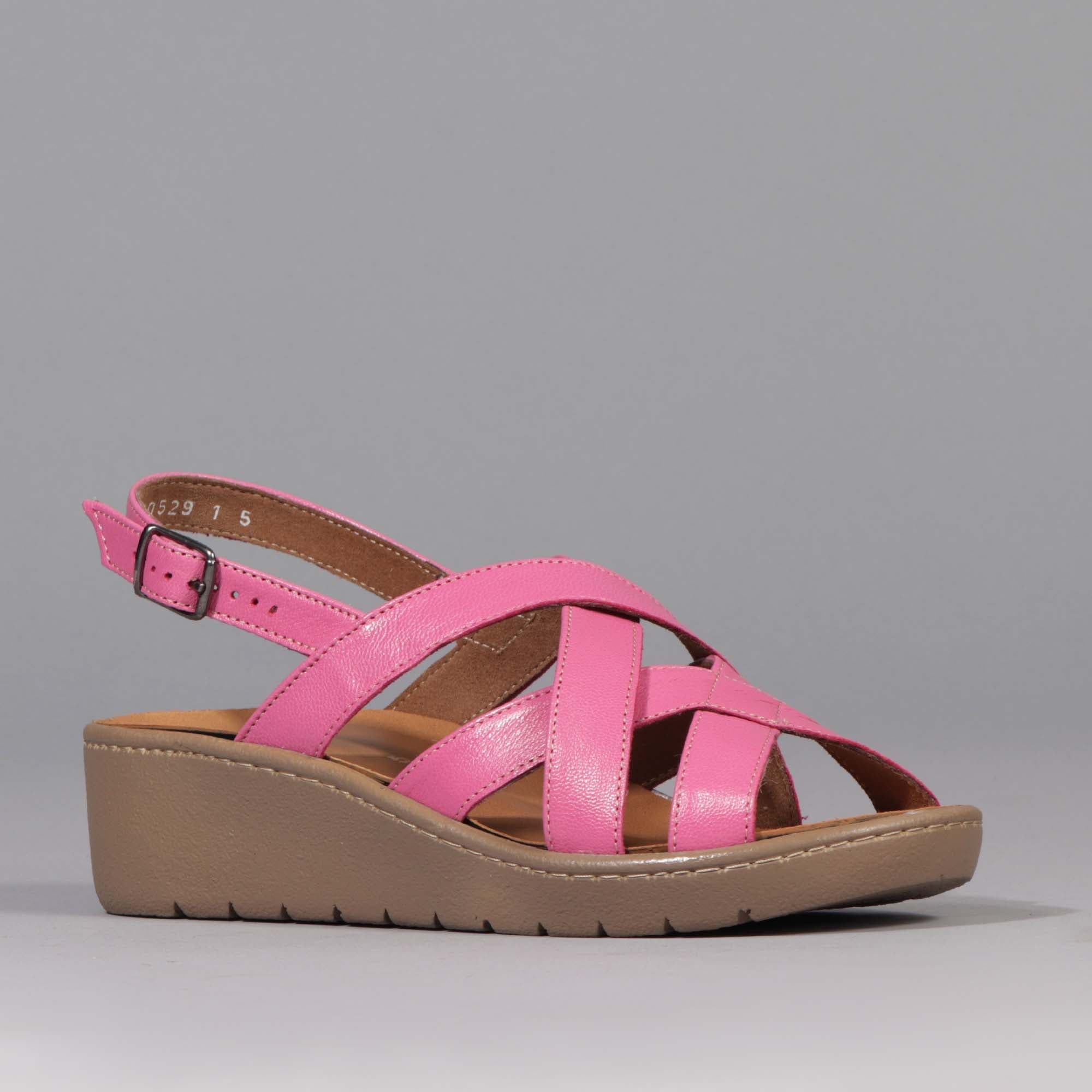 Factory Shop Shoes Slingback Sandal with Removable Footbed in Fuchsia - 12534