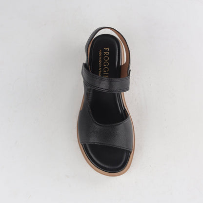 Factory Shop Shoes Slingback Wedge Sandal in Black - 12614