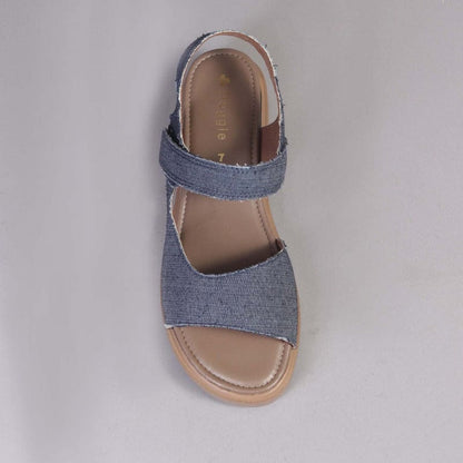 Factory Shop Shoes Slingback Wedge Sandal in Denim - 12614