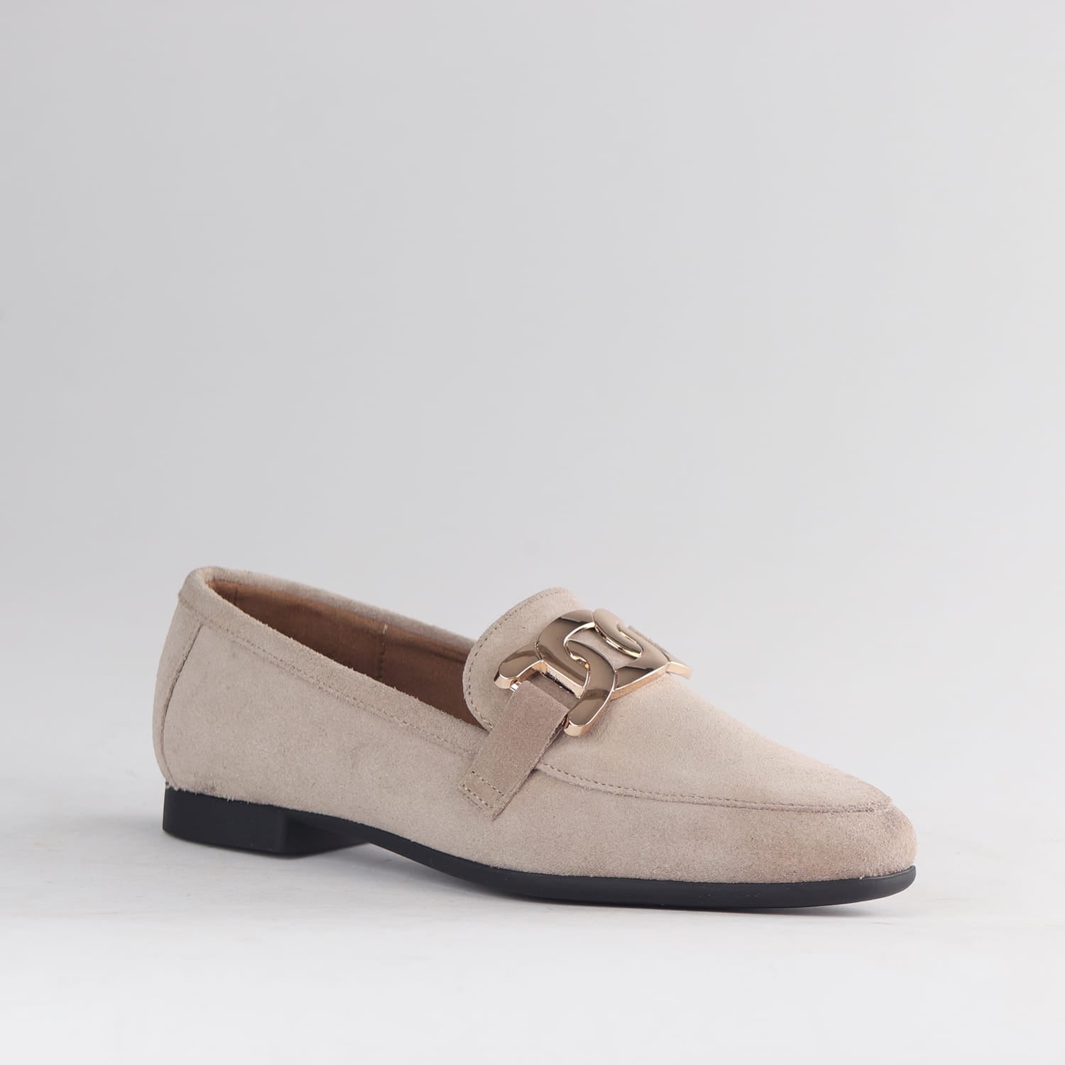 Froggie Shoes Loafers Froggie Women’s Loafer- Chain Detail- Beige Suede -12998