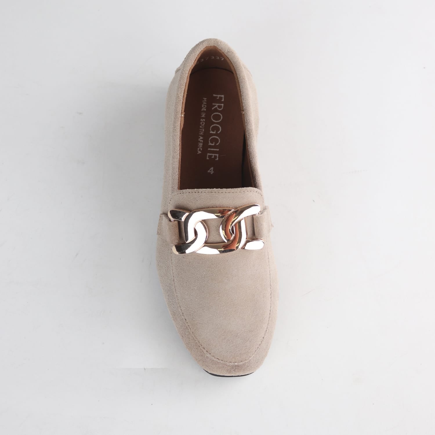 Froggie Shoes Loafers Froggie Women’s Loafer- Chain Detail- Beige Suede -12998