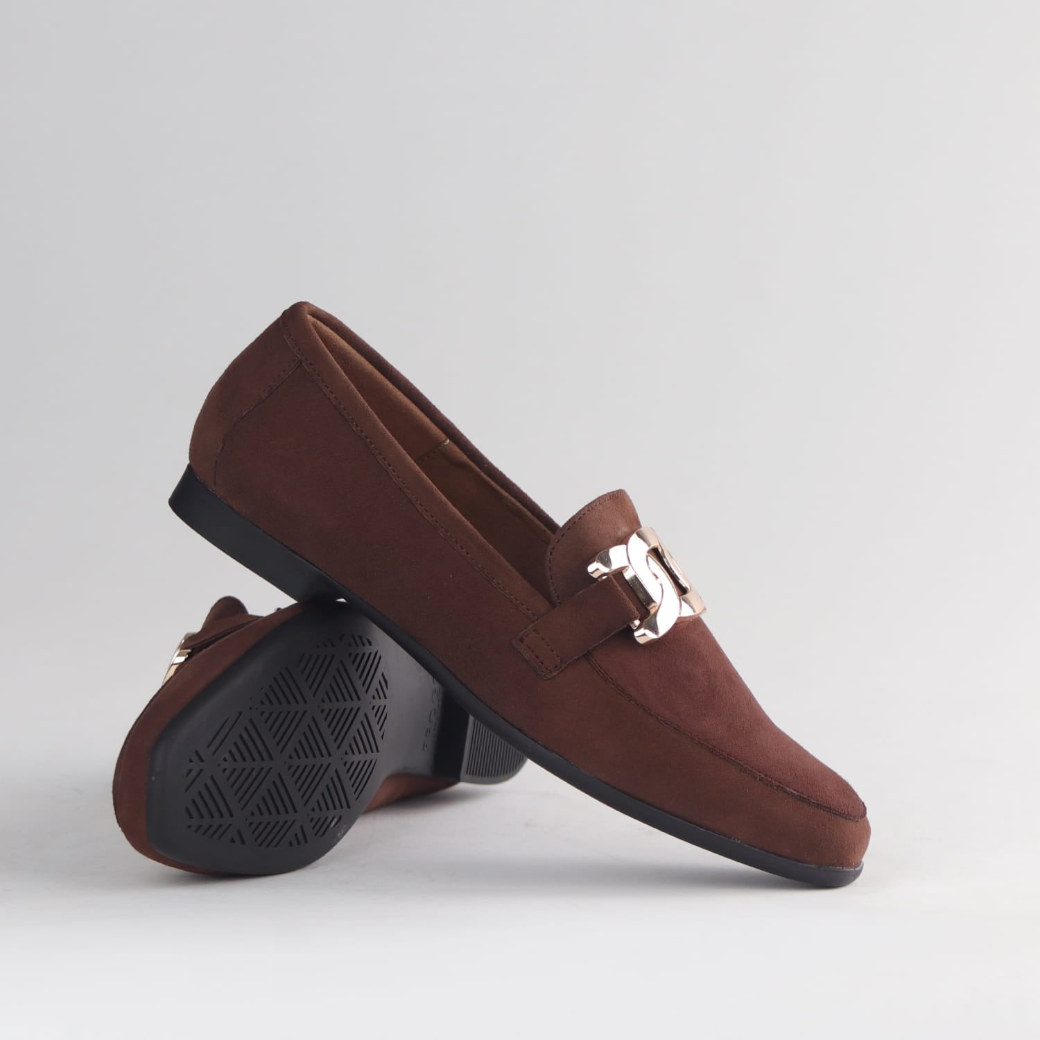 Froggie Shoes Loafers Froggie Women’s Loafer- Chain Detail- Brown Suede -12998