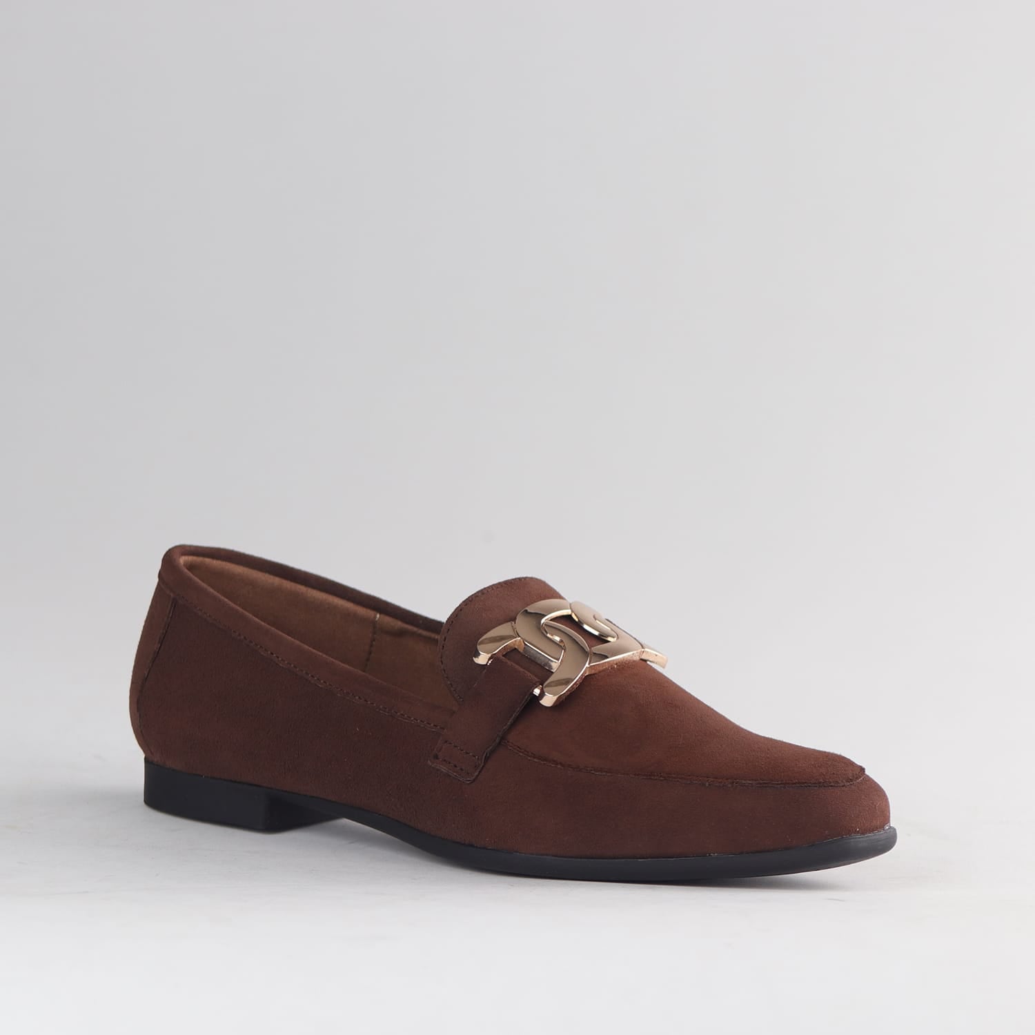 Froggie Shoes Loafers Froggie Women’s Loafer- Chain Detail- Brown Suede -12998