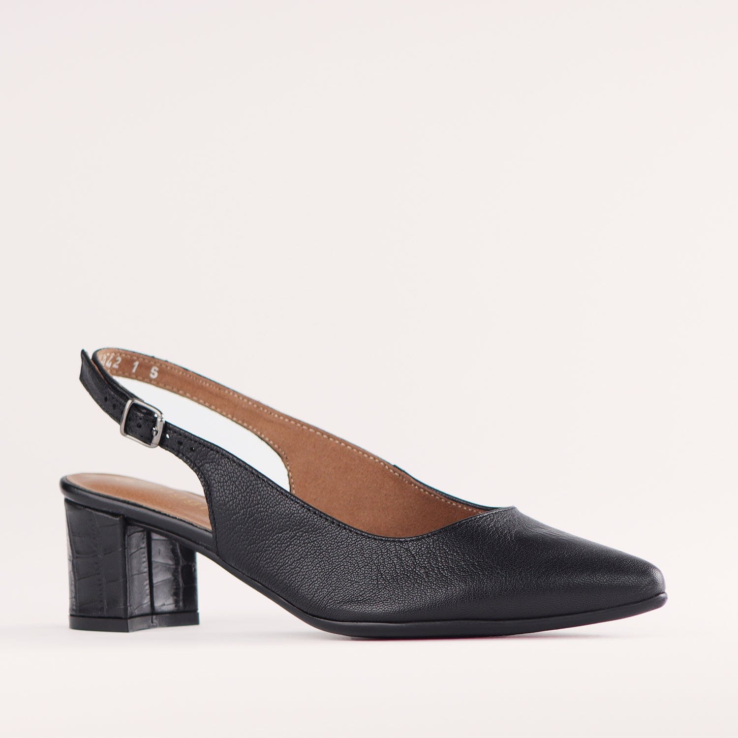 Froggie Shoes Pointed Block Heel Slingback Sandal in Black - 12613