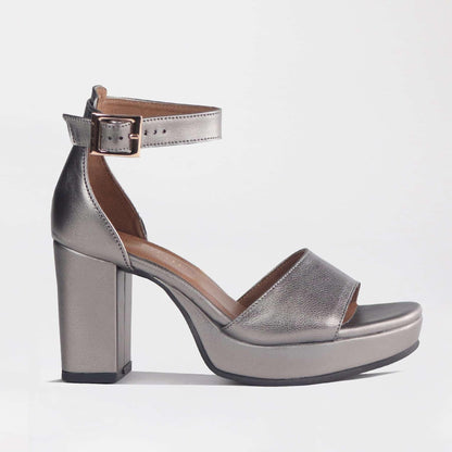 Froggie Shoes Sandals 3 / Pewter / 13061 Closed Back Block Heel Sandal