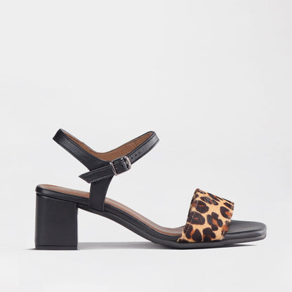 Froggie Shoes Sandals 4 / Cheetah Tan Multi / 13055 Block Heel Mule Sandal