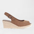 Froggie Shoes Sandals 4 / Tobacco / 13076 Slingback Wedge Peep toe Espadrille