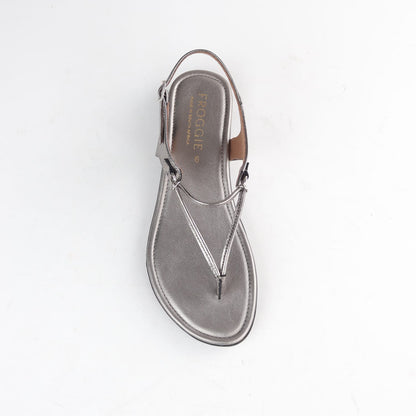Froggie Shoes Sandals Froggie Women’s Spaghetti Thong Sandal- Pewter Leather- 13075