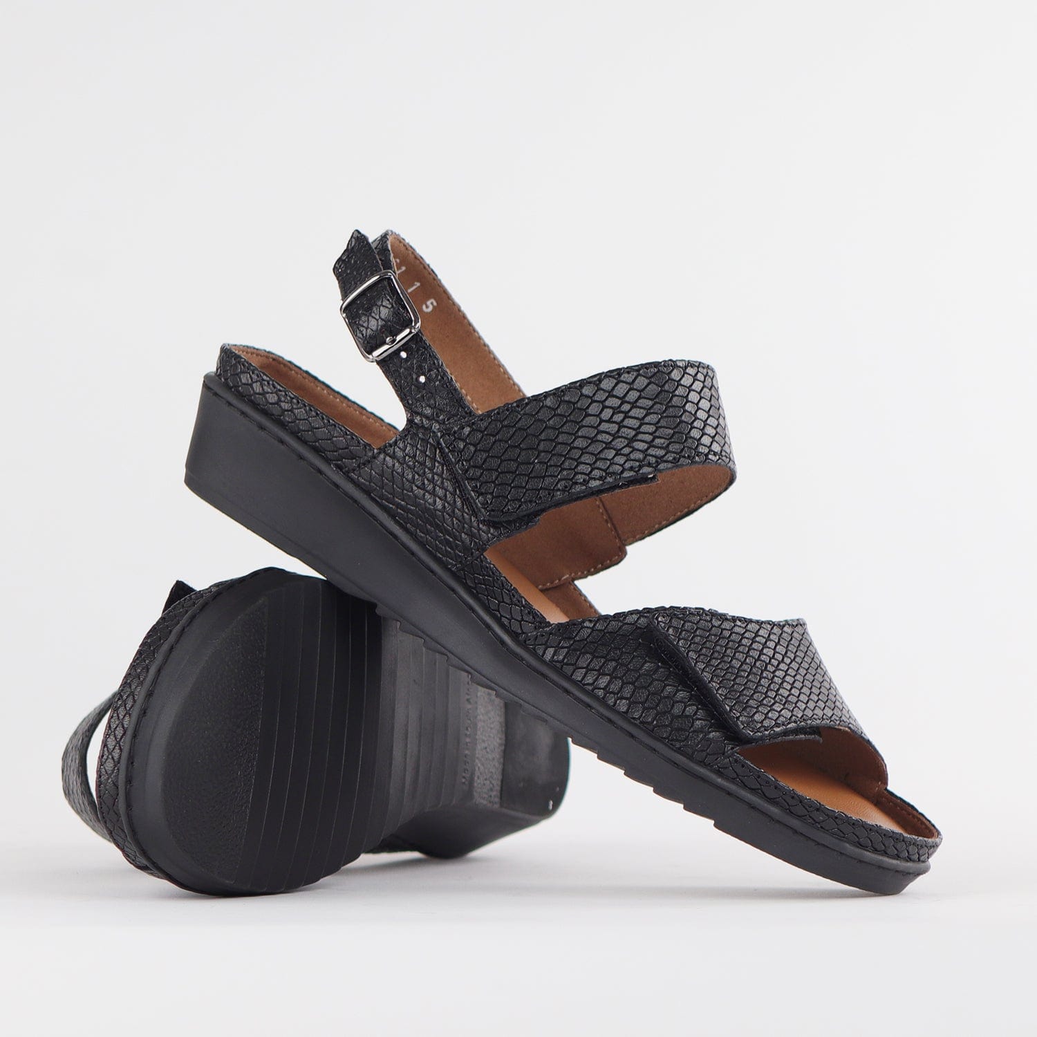 Froggie Shoes Shoes 2-Strap Sandal with Removable Footbed in Black - 12655