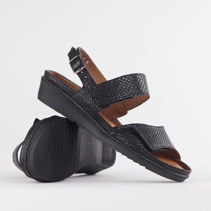 Froggie Shoes Shoes 2-Strap Sandal with Removable Footbed in Black - 12655