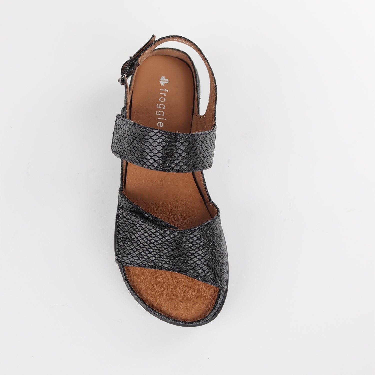 Froggie Shoes Shoes 2-Strap Sandal with Removable Footbed in Black - 12655