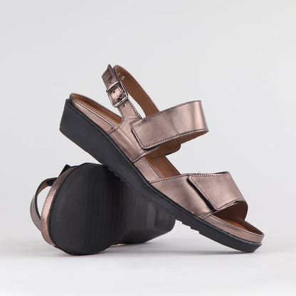Froggie Shoes Shoes 2-Strap Sandal with Removable Footbed in Lead Metallic - 12655