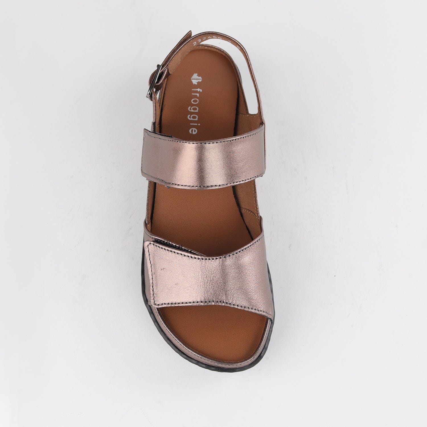 Froggie Shoes Shoes 2-Strap Sandal with Removable Footbed in Lead Metallic - 12655