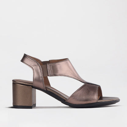 Froggie Shoes Shoes 3 / Black / 12818 Elasticated Block Heel Sandal in Lead Metallic - 12818