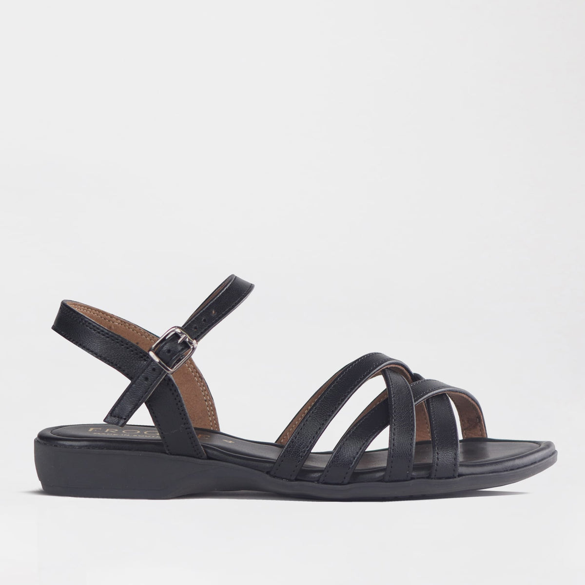Froggie Shoes Shoes 3 / Black / 13062 Strappy Flat Sandal