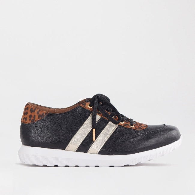 Froggie Shoes Shoes 3 / Black/Gold / 12459 Lace-up Glam Sneakers in Black-Gold - 12459