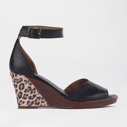 Froggie Shoes Shoes 3 / Black Multi / 12422 Ankle Strap Wedge Sandal in Black Multi - 12422
