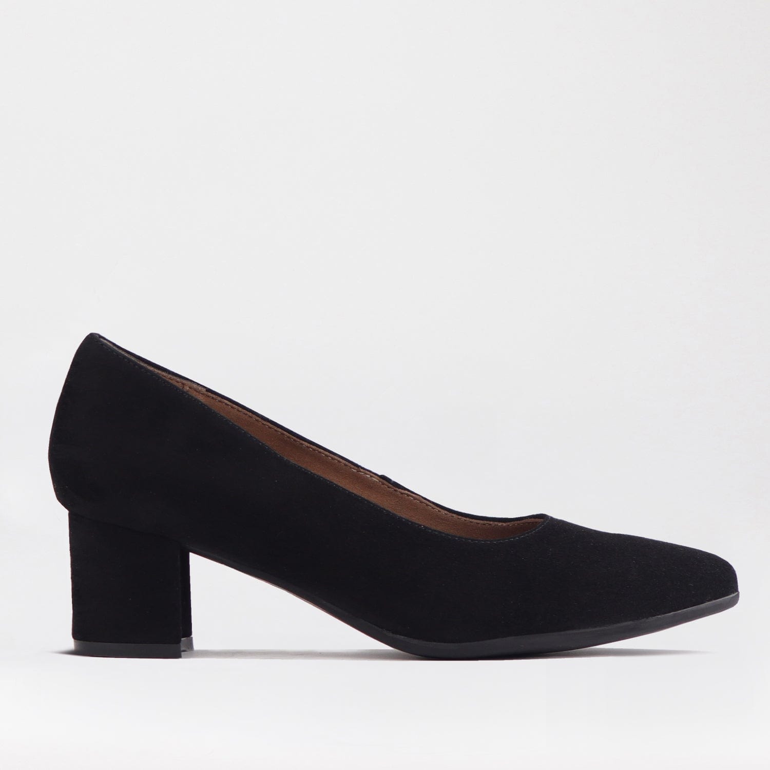 Froggie Shoes Shoes 3 / Black Suede / 12604 Pointed Block Heel Court Shoes in Black Suede - 12604