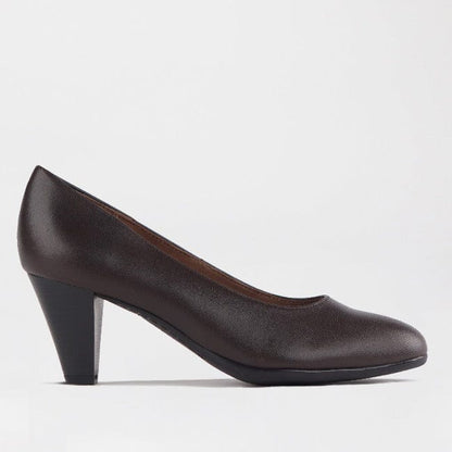 Froggie Shoes Shoes 3 / Brown / 12045 Mid Heel Court Shoe in Brown - 12045