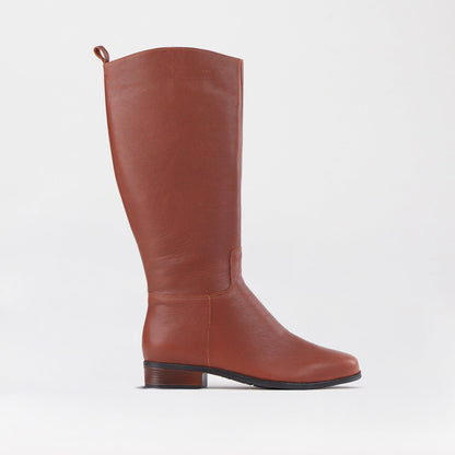 Froggie Shoes Shoes 3 / Chestnut / 12610 Knee High Flat Boot in Chestnut - 12610