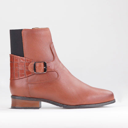 Froggie Shoes Shoes 3 / Chestnut Multi / 12605 Flat Ankle Boot with Elastic in Chestnut - 12605