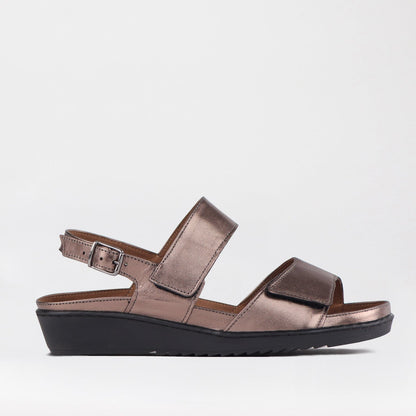 Froggie Shoes Shoes 3 / Lead Metallic / 12655 2-Strap Sandal with Removable Footbed in Lead Metallic - 12655