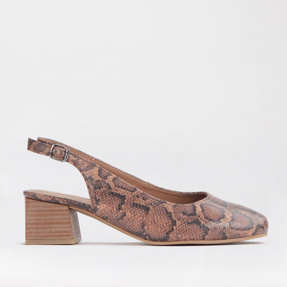 Froggie Shoes Shoes 3 / Saddle / 12595 Block Heel Slingback in Saddle - 12595