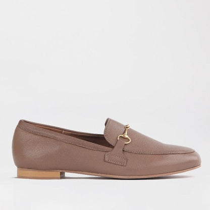 Froggie Shoes Shoes 3 / Stone / 12451 Loafer with Gold Trim in Stone - 12451
