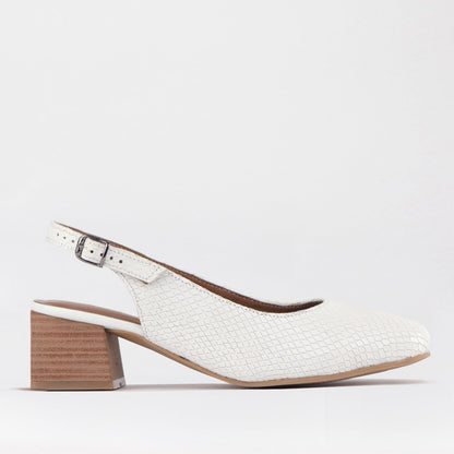 Froggie Shoes Shoes 3 / White / 12595 Block Heel Slingback in White - 12595