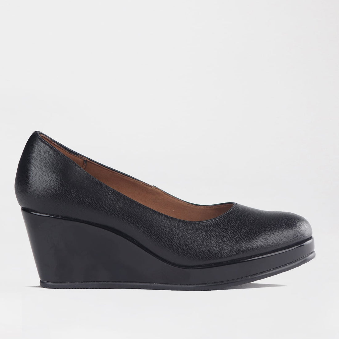 Froggie Shoes Shoes 4 / Black / 11168 Froggie Women’s Wedge Pump- Black Leather and Patent Leather- 11168