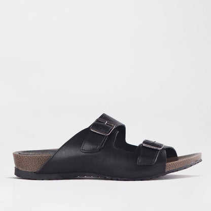 Froggie Shoes Shoes 4 / Black / 12822 Double Buckle Birk Mules in Black - 12822