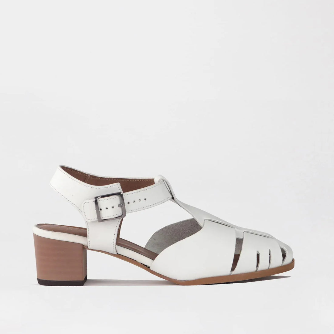 Froggie Shoes Shoes 4 / Black / 12993 Froggie Women’s Mid Heel Fisherman Sandal - White Leather-12993